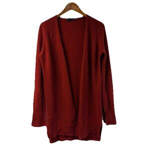 360 Cashmere Red Cardigan Sweater 100% Cashmere Waterfall Small